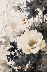 Generative AI image of flowers painting