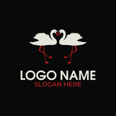 Flamingo pair Logo design vector