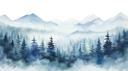 Fototapeta na wymiar Fog background morning pine tree background forest view mountain landscape nature foggy