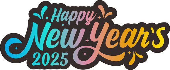 New year day background with star pattern and typography of happy new years 2025 text . Vector...