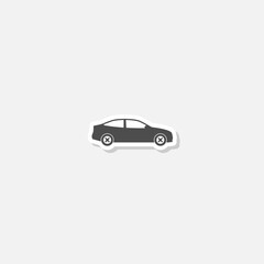 Car in Side View Silhouette Icon sticker isolated on gray background