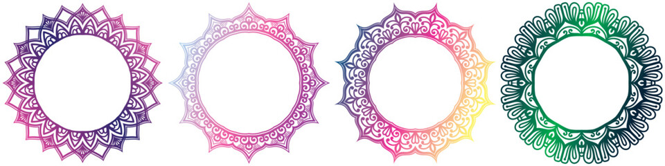 coloring art frame design, art circle set, mandala border design.