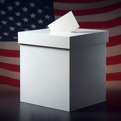 American themed ballot box with voting card