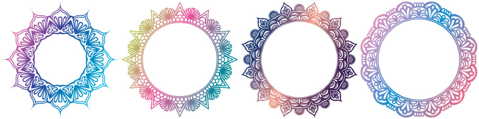 line art circle elements set. mandala circular design. mandala border design. art frame.