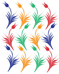 marbling art red tulip drawing pattern	