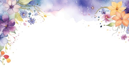 Obraz na płótnie Canvas watercolor border frame with tender flowers, illustration for invitation, wedding design, greeting card 