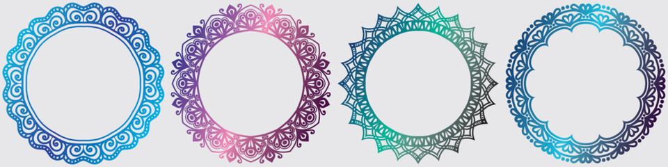 Collection of decorative art circle elements set. Template for cards, Invitations, and ornamental art circle. 