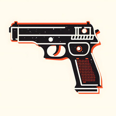 Retro art print of gun
