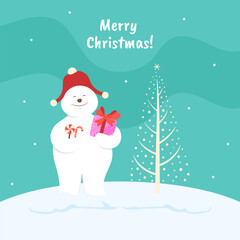 Christmas with Cute Snowman, Merry Christmas and New Year