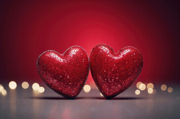Obraz premium Bokeh romance romantic shape valentine red love decor celebrate card background heart