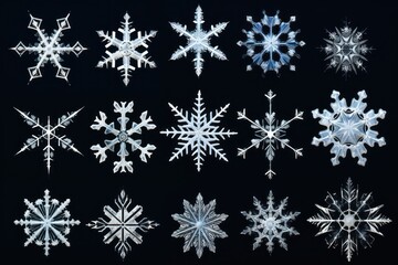 Fototapeta na wymiar An array of different snowflakes, each with a unique and intricate design