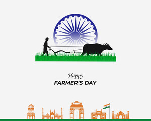 Farmers Day. December 23. Holiday concept. Kisan Diwas banner, poster and card. template for background. vector illustration.