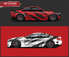Racing car wrap design vector. Graphic abstract stripe racing background