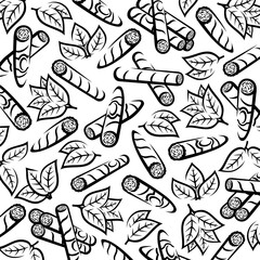 Cigars background, pattern set. Collection icon cigar. Vector