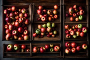 The apples are plump and inviting, with a lustrous sheen that reflects the sun's golden rays - obrazy, fototapety, plakaty