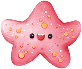 Cute starfish under the sea watercolor illustration
