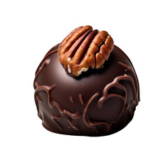Obraz premium Bourbon Pecan Dark Chocolate Truffle isolated on a white transparent background