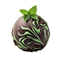Obraz premium Peppermint Dark Chocolate Truffle isolated on a white transparent background