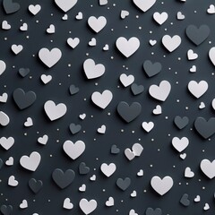 White hearts on a gray background, AI generator