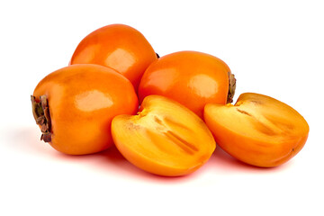 Persimmon fruits, isolated on white background.