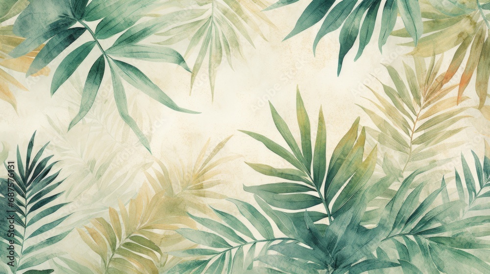 Wall mural modern colorful tropical leaves pattern.