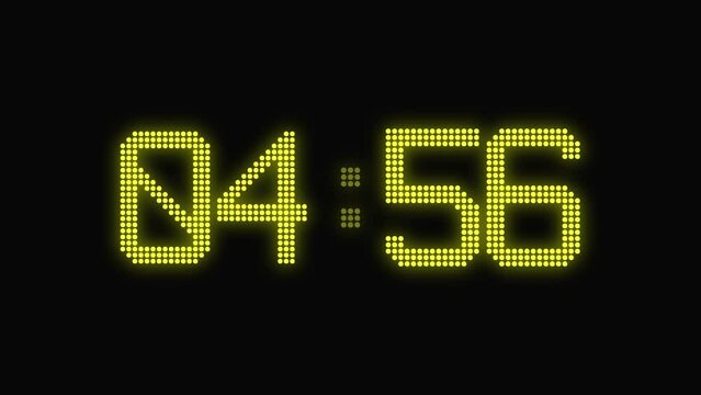 5 minutes digital led countdown clock, timer animation