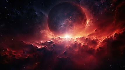 Fototapeta na wymiar Giant planet in space, Colorful space galaxy cloud nebula.