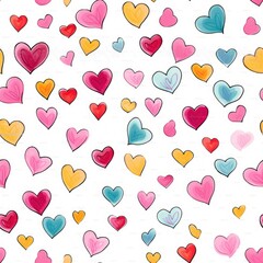 seamless pattern with hearts. Print for fabric, wrapping paper design. Valentine's Day. Background. Postcard. Love. Watercolor