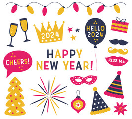 Happy New Year vector party props © lattesmile