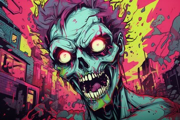 Fototapeta na wymiar Illustration of zombie punk graffiti style artwork