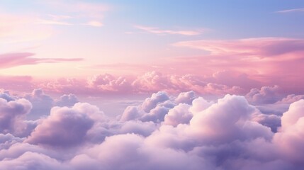 Fototapeta na wymiar Light pastel pink clouds in sunset blue sky.