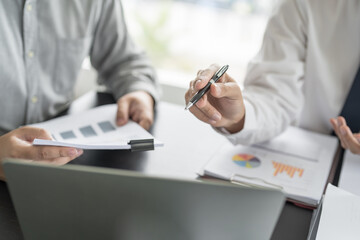 Fototapeta premium Business People Meeting Design Ideas professional investor working new start up project. businessman and businesswoman working together meeting concept