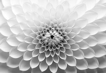 Regular dahlia petals in perfect symmetry pattern. monochrome
