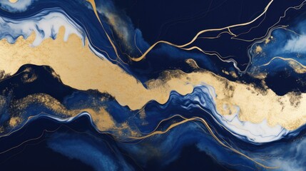 Texture of blue and gold marble illustration pattern