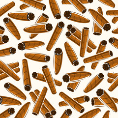 Cigars background, pattern set. Collection icon cigar. Vector