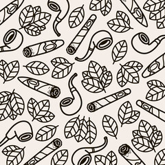 Cigars background, pattern set. Collection icon cigar. Vector