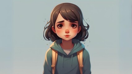 sad girl in isolated background