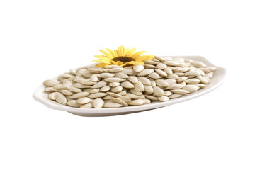 Delicious Sunflower Seeds Serve on Plate, Transparent Background