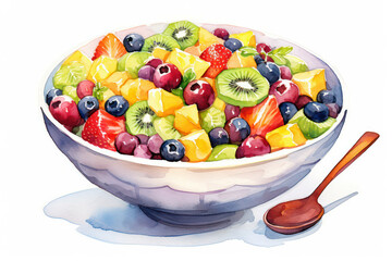 Fresh dessert nutrition sweet bowl juicy diet salad food fruit background berries healthy strawberry