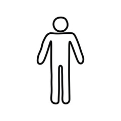 A hand-drawn doodle of standing human on a white background.