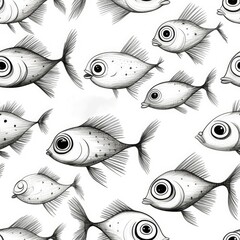 seamless pattern with fish. Print for fabric, wrapping paper design. background. children's wallpaper. Sea, ocean concept