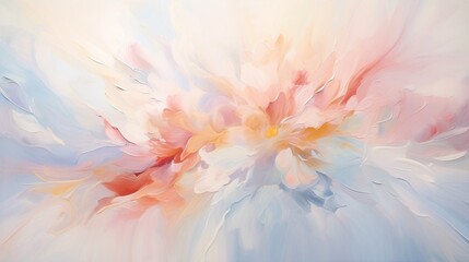soft pastel paint splashes gently fall onto a clear white surface, creating a soothing and artistic scene. - obrazy, fototapety, plakaty