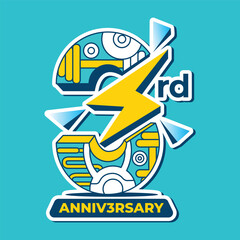3 Years Anniversary Gym Company Logo