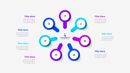 Cycle diagram with 7 options or steps. Slide for business presentation