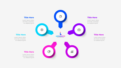 Cycle diagram with 5 options or steps. Slide for business presentation