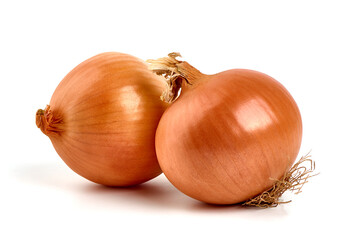 Fresh onion bulbs, isolated on white background. High resolution image.