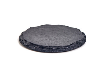 Round black stone stand, isolated on a white background. High resolution image.