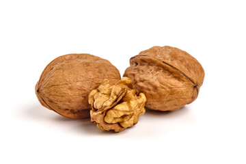 Walnuts, isolated on white background.