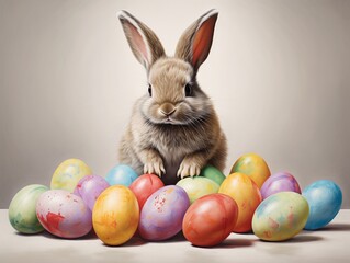 easter bunny and eggs - 687587913