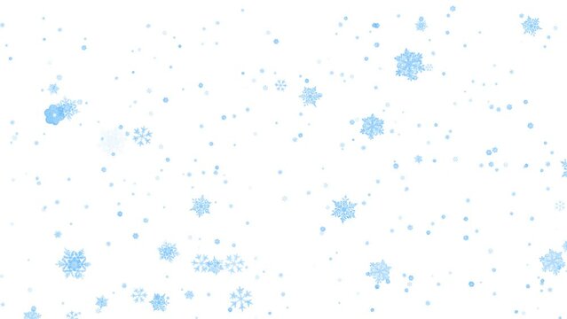 Cartoon Snowfall Loop - Blue on White Screen